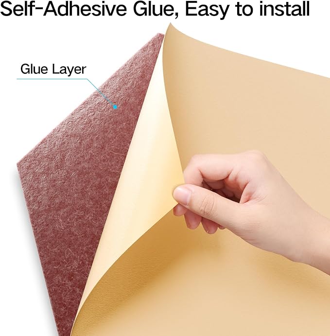 16 Pack Self-Adhesive Acoustic Panels 12" X 10" X 0.4" - Sound Proof Foam Panels for Wall with High Density, Y-Lined Design, Flame Resistant, Absorb Noise and Eliminate Echoes(Red)