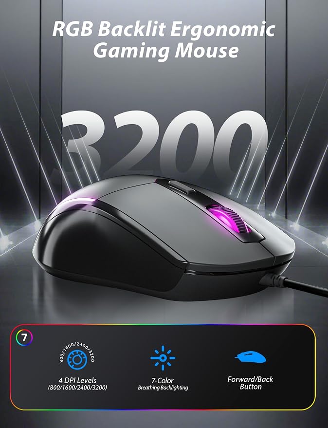 Typewriter Mechanical Gaming Keyboard and Mouse, Metal Panel Retro Keyboards with Round Keycap Blue Switch, Rainbow LED Backlit 104-Key Anti-Ghost Wired Mouse and Pad Combo for PC Laptop Mac Gamer