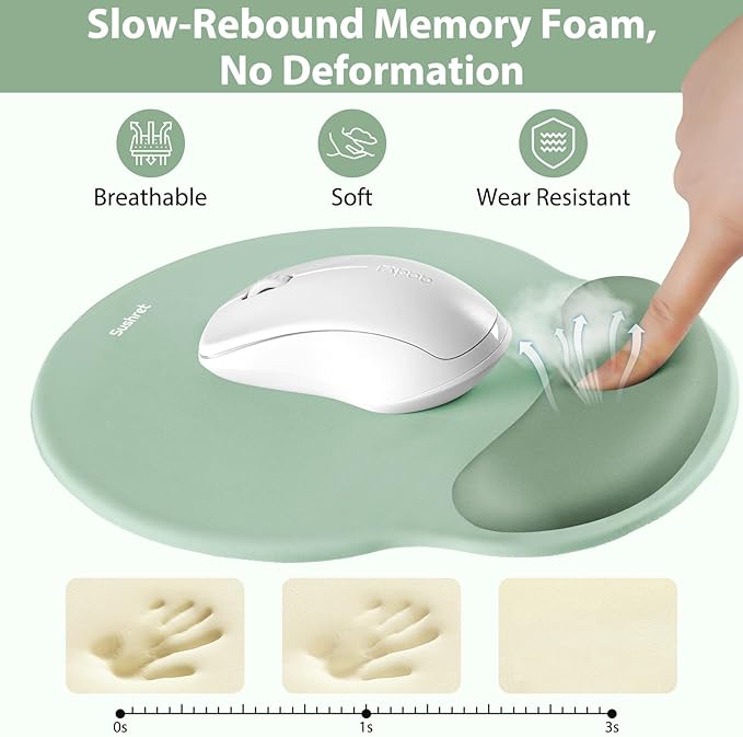 Mouse Pad and Keyboard Wrist Rest, 3-in-1 Gel Memory Foam Ergonomic Mouse Pad with Wrist Rest Set,Gaming Mousepad Arm Cushion Support for Computer Office Desk Accessories Cute Setup,Sage Green
