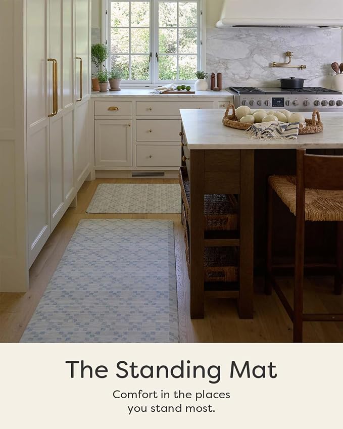 House of Noa Nama Standing Mat – Anti-Fatigue Cushioned Kitchen Mats for Floor | Ergonomic Bounce-Back Foam Kitchen Mats | Anti-Fatigue Mats for Kitchen & Standing | Sloan Peri Blue | 22" x 54"