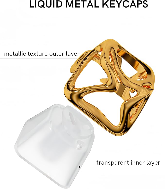 dagaladoo Clear keycaps,Translucent Keyboard keycap,Jelly Key Cap Set,Shine Through keycap，1U Keyboard Cap for Mx Switches Mechanical Keyboard(Metal,Gold)