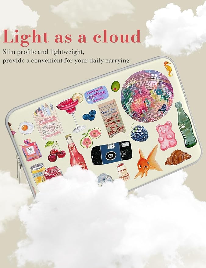 iCasso Laptop Sleeve 13 inch for MacBook Air 13-13.6 inch, Cute Laptop case for MacBook Neo/Pro 13 inch, Slim Protective Travel Carrying Case Sleeve for 14 inch Chromebook, HP, Dell, Stickers