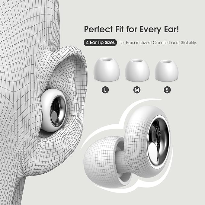 Ear Plugs for Sleeping Noise Cancelling, Soft EarPlugs for Concert, 45dB Reusable Ear Plugs for Noise Reduction with 8 Ear Tips, Comfortable Silicone Earplugs for Sleep, Work, Travel (White)