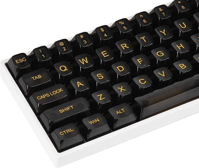 Fogruaden 61 Keys Black Clear Keycap Set, OSA Profile Transparent PC Material Keycaps, Only Compatiable 61 Key Mechanical Keyboard, Keycap 60 Percent