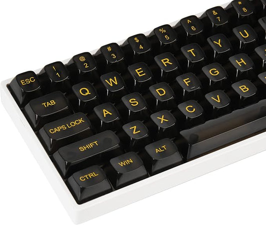 Fogruaden 61 Keys Black Clear Keycap Set, OSA Profile Transparent PC Material Keycaps, Only Compatiable 61 Key Mechanical Keyboard, Keycap 60 Percent