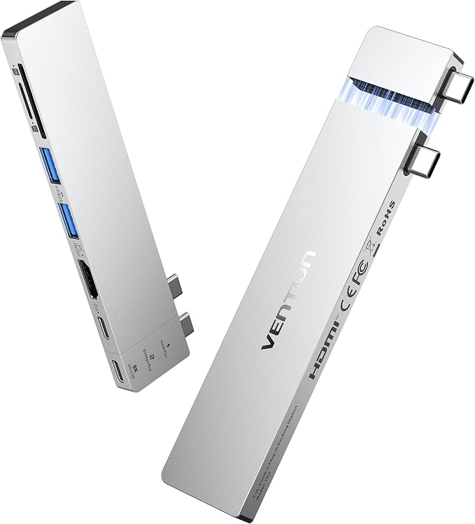 VENTION USB C Hub for MacBook Neo/Air/PRO, 80Gbps Detachable Magnetic 8K USB-C Dock with 4K@240Hz HDMI, 140W MAX PD SD/TF Reader for Laptops/ipad, Charging Multiport Adapter(Silver)