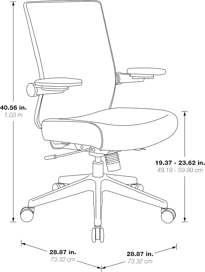 Space Seating 867 Series Adjustable Manager's Chair with Breathable Mesh Back, Lumbar Support and Padded Flip Arms, Blue Fabric Seat with Black Nylon Base