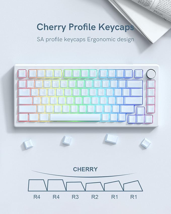 Blue Jade keycap, 142Key Set, Translucent Double Shot 142 Keys Cherry Profile for 60% 65% 75% 87 104 108 Layout Mechanical Keyboards, MX Switch CompatibleKeyboard