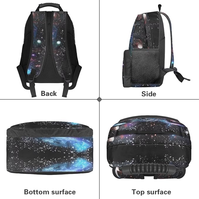 Black Dragon Backpack for Boys Girls Ages 7-10, Starry Night Elementary School Bookbag with Lunch Box 4 PCS Set, 17" H for Kids Back to School Supplies