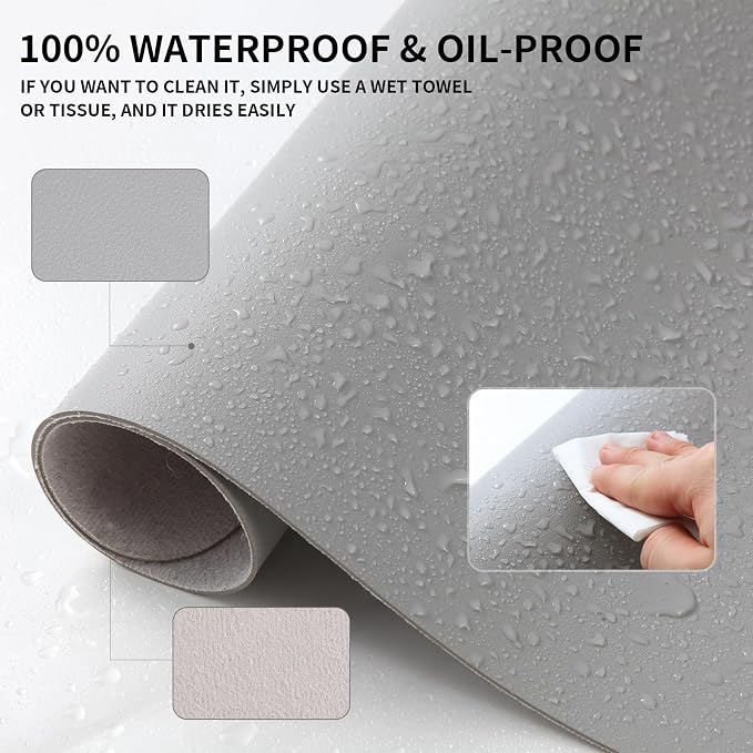 Large Office Leather Desk Mat, Large Mouse and Keyboard Pad, Laptop Pad, Desktop Protector(Gray, 31.5 in. x 15.7 in.)