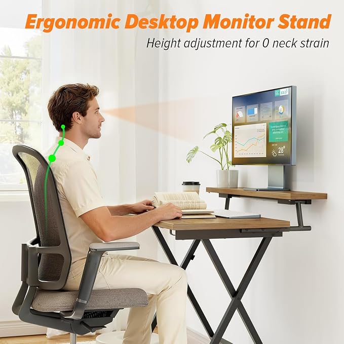 Simple Deluxe No Assembly Folding Desk with Shelf, 2-Tier Compact Computer Table, Space Saving Foldable Table for Home Office, Dorm or Apartment, Portable Collapsible Sturdy Laptop Desk, Brown