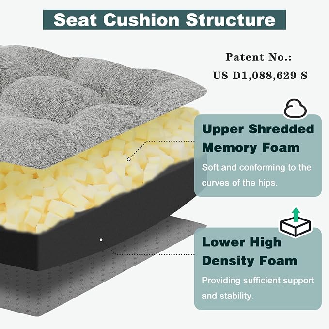 baibu Memory Foam Small Recliner Cushions with Lumbar Support Pillow Set, 18x16x4 Inch Dual-Layer Design Non-Slip Recliner Seat Cushion & Back Support Pillow for Reduce Hip & Lumbar Pain, Grey