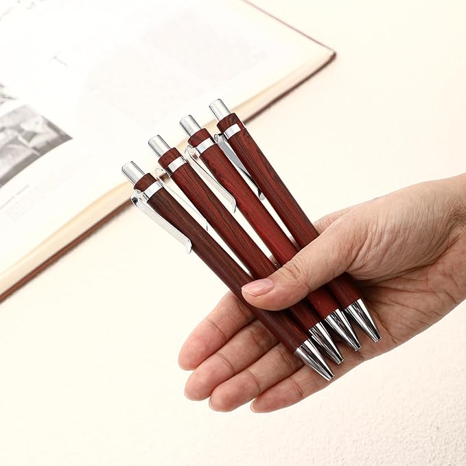 12 Pcs Bamboo Pens Employee Appreciation Gifts Engraving Wooden Ballpoint Pens Must Have for Writing Office Staff Coworkers(Log Color)