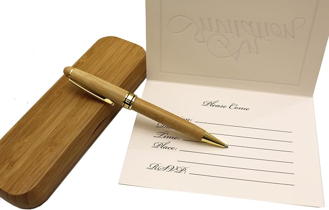 Fancy Minimalist Wooden Pen - Gentlemen Nice Pens Handcrafted Unique Business Pens for Men, Cool Old Fashioned Wood Pen and Case Set Gift for Journal Writing (Single)