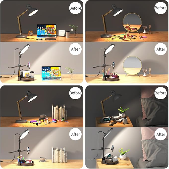 Selfie Light Kit for Desk and Laptop,55W Dimmable Full Screen Ring Light,with Rotating Storage Box,Pen Holder Stand,Phone Holder and Controller (Maya Blue, 10.5)