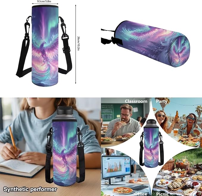 Phoenix Backpack with Lunch Box for Girls Ages 8-10: 17 inch Lightweight Bookbag with Padded Shoulder Strap for Elementary Kids Back to School, Polar Lights Graphic