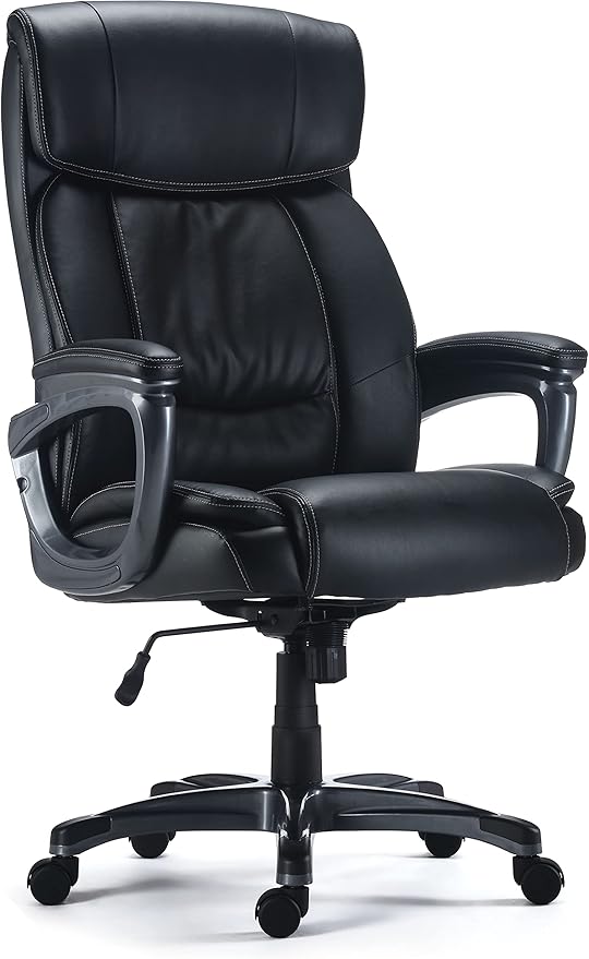 Staples Lockland Ergonomic Leather Managers Big & Tall Chair, 400 lb. Capacity, Black, 2/Pack