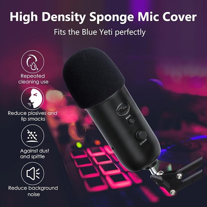 Blue Yeti Microphone Stand with Foam Cover - Suspension Boom Scissor Arm Stand and Mic Windscreen Pop Filter Compatible with Blue Yeti Microphone by YOUSHARES