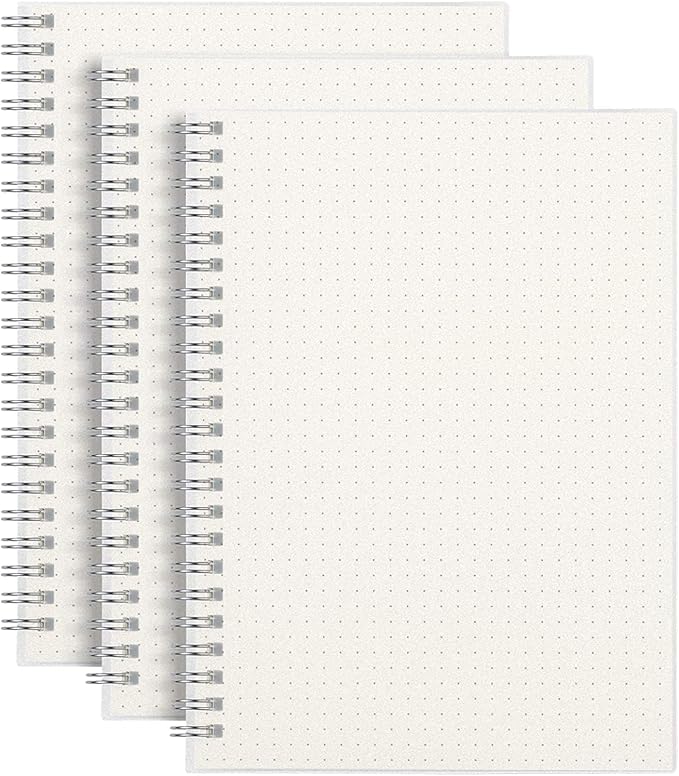 AHGXG Dotted Journal - Dot Grid Spiral Notebook A5, 160 Pages, 100 GSM Thick Paper, Waterproof Plastic Cover Journals for Journaling, Sketching, 5.7" x 8.3"
