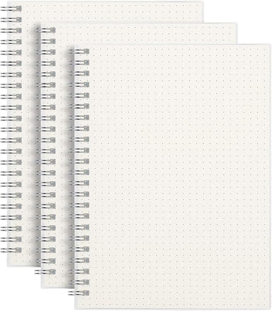 AHGXG Dotted Journal - Dot Grid Spiral Notebook A5, 160 Pages, 100 GSM Thick Paper, Waterproof Plastic Cover Journals for Journaling, Sketching, 5.7" x 8.3"