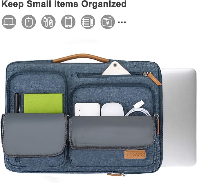 MOSISO 360 Protective Laptop Case 13 inch, 13 inch Laptop Sleeve Compatible with MacBook Air M5 M4 M3 M2 M1 2026-2018/Neo/Pro M2 M1, Side Open Carrying Case with 4 Zipper Pockets&Handle, Haze Blue