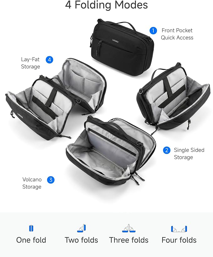 LUGGEX Large Travel Tech Pouch, Cable Organizer Bag with Removable Crossbody Strap, Dual Accessories Bag & Water Resistant for Kindle, Chargers, Cord, Earphone for Travel Office, Beige CBX01