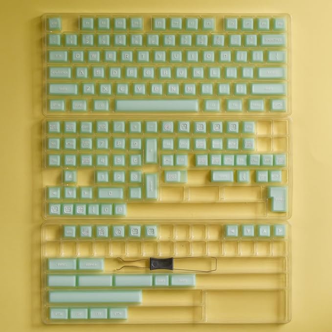 ULTRAEQUIP Jade Keycaps, 160 Keys Double Shot, PBT RSA Profile, Translucent Shine Through Custom Keycap Set with Split/ 7U Spacebar for Alice ISO ANSI/ 61/64/84/87/100/104/108 Mechanical Keyboard