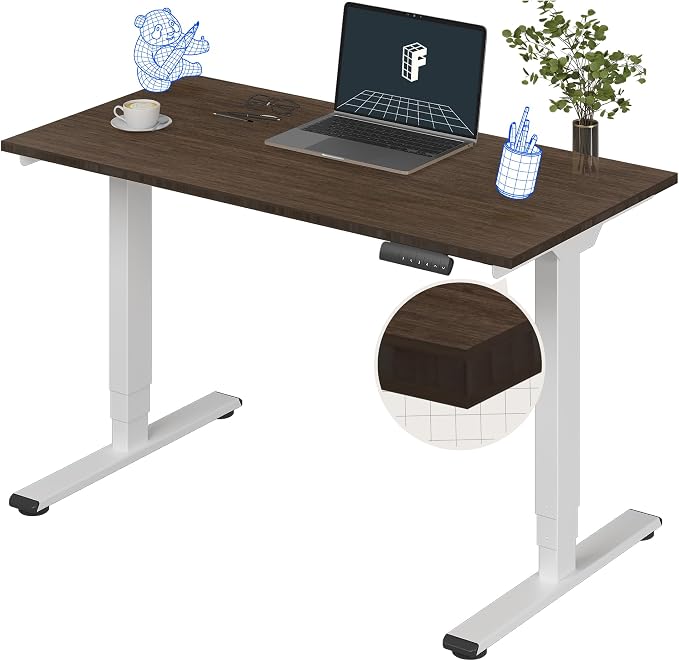 FLEXISPOT E6 Bamboo 3-Stage Dual Motor Electric Standing Desk 48 x 24 Sit Stand Up Desk, Holds 220 lbs, Adjustable Height w/Memory Presets, Solid Walnut Bamboo Desktop & White Frame, Ships in 2 Boxes