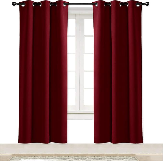 NICETOWN Christmas Red Blackout Window Christmas Curtain for Kitchen, Noise Reducing Solid Grommet Window Treatment Drapery/Drape for Bedroom Decor (1 Panel, 42 by 72 inches)