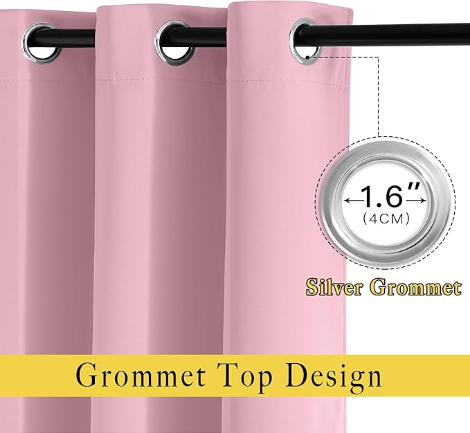 NICETOWN Blackout Patio Curtains 100 x 95 Inches Long for Sliding Door Extral Wide Blackout Curtain Panels Thermal Insulated Room Divider - Grommet Top, 100" W x 95" L, 1 Panel, Rouge Pink