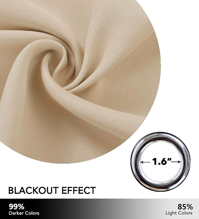 NICETOWN Doorway Curtains, Room Darkening Curtain and Drape Energy Efficient Warmth Grommet Curtain for Office & Classroom (Biscotti Beige, Sold Individually, 42 inches Wide by 84 inches Long)