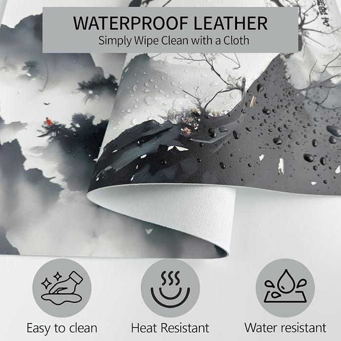 Japanese Mouse Pad, Large Japanese Desk Mat, Leather Desk Pad, Waterproof Keyboard Mat, Non-Slip Computer Mat, Keyboard and Mouse Pad for Office Decor (31.5"x15.7")