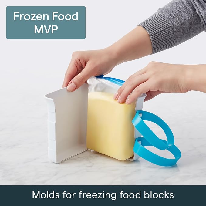 YouCopia FreezeUp Freezer Food Block Maker, 2 Cup, 2-Pack, Meal Prep Bag Container to Freeze Leftovers and Soup