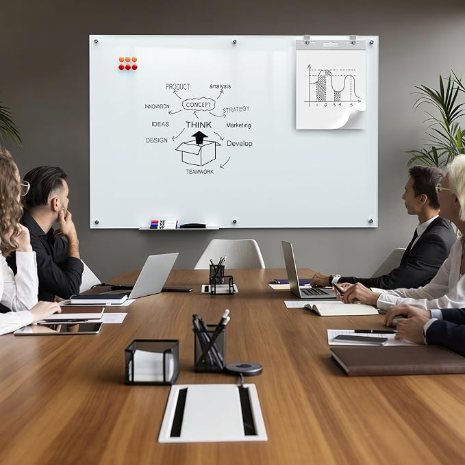 MaxGear Extra Large Magnetic Glass Whiteboard 96x48 Frameless Board | Tempered Glass, Scratch Resistant, Stain Resistant, Ghost Free, Easy Erase, Smooth Writing, High Clarity, Frameless