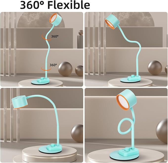 LiFMIRA Desk Lamp, Fully Dimmable Bedside Reading Lamp with USB C + A Charging Ports, 5 Colors, Simple to Operate, Eye Care Metal Table Lamp Efficient Desk Lamps for Home Office College Dorm Room