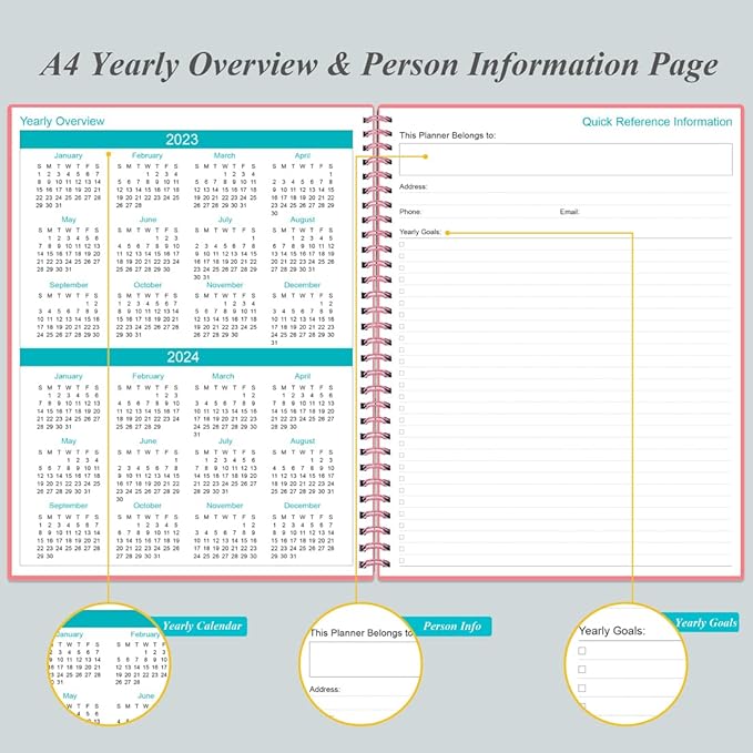 Undated Planner Pro - 8.5" x 11" Weekly & Monthly Planner to Achieve Goals & Increase Productivity, 12 Months Undated Agenda Daily Planner, Start Anytime, Pink