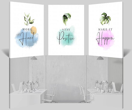 Inspirational Wall Art, Office Pictures for Wall Decor, Motivational Canvas Wall Art for Women, Work Hard - Stay Positive - Mak It Happen Quotes Poster Framed Artwork for Workplace Decor 16”x24”x3Pcs