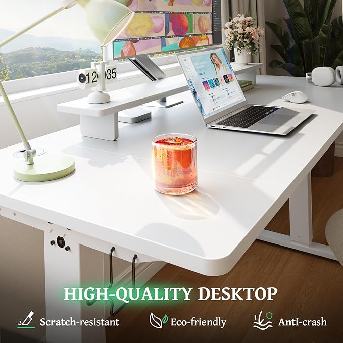 SIAGO Electric Standing Desk Adjustable - 55 x 24 Inch Sit Stand up Desk with Cable Management - 3 Memory Preset Adjustable Height Table