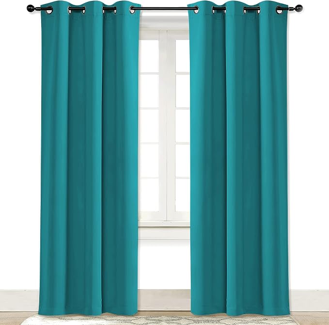 NICETOWN Room Darkening Curtain for Kids Bedroom Nursery Essential Thermal Insulated Solid Grommet Top Drape Panel for Girl Room (Peacock Teal, 1 Panel, 42 x 84 inch)