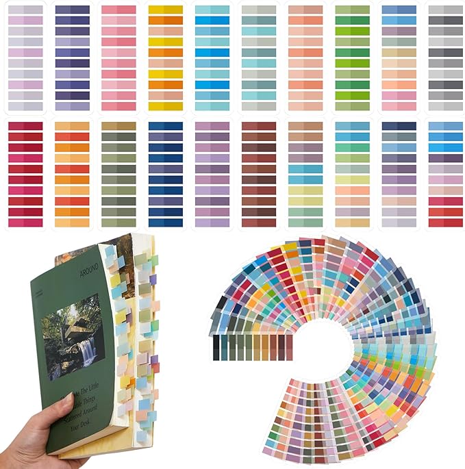 ReliThick 8000 Pcs Annotation tabs Sticky Tabs for Books Transparent Sticky Notes 40 Light Color Writable Page Markers Book Flags Strip for Annotating Reading Supplies Bookish Gift