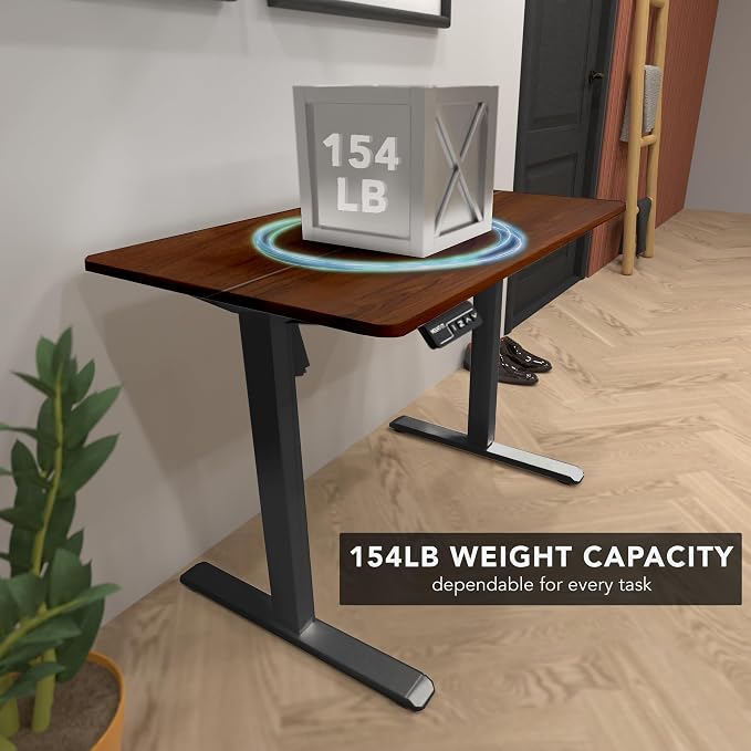 Mount-It! Motorized Standing Desk 40x24 – Height Adjustable Sit to Stand Desk for Home Office, Compact Ergonomic Workstation with Memory Presets, Black Frame with Hazelnut Woodgrain Top