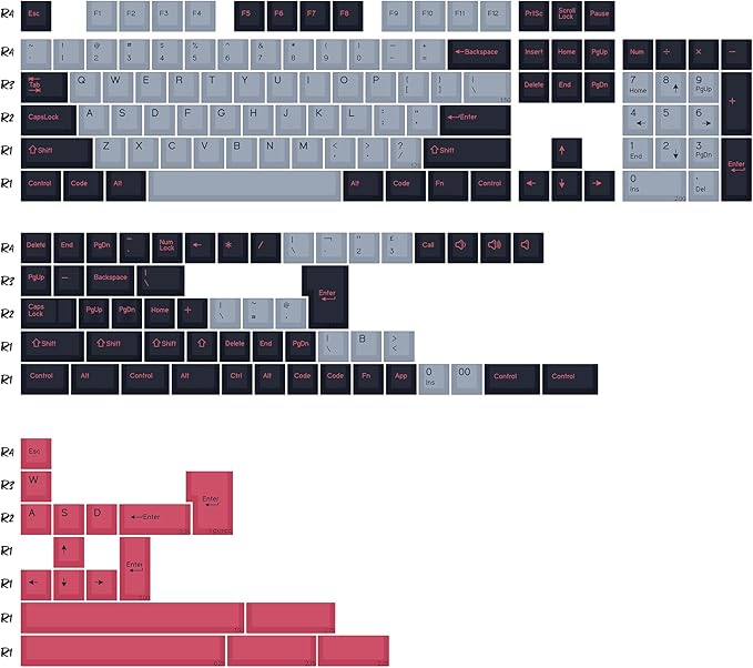 8008 PBT Double Shot Keycap Set,174 Keys Retro Blue Custom Key Cap Keycaps 60 Percent Cherry Profile Keycaps for 61/64/68/84/87/100/104/108 Mechanical Keyboard