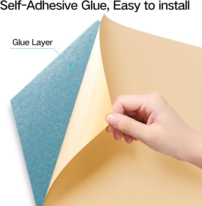 12 Pack Self-adhesive Acoustic Panels 12" X 10" X 0.4" - Sound Proof Foam Panels with High Density, Stylish Hexagonal Design, Flame Resistant, Absorb Noise and Eliminate Echoes(Light Blue)