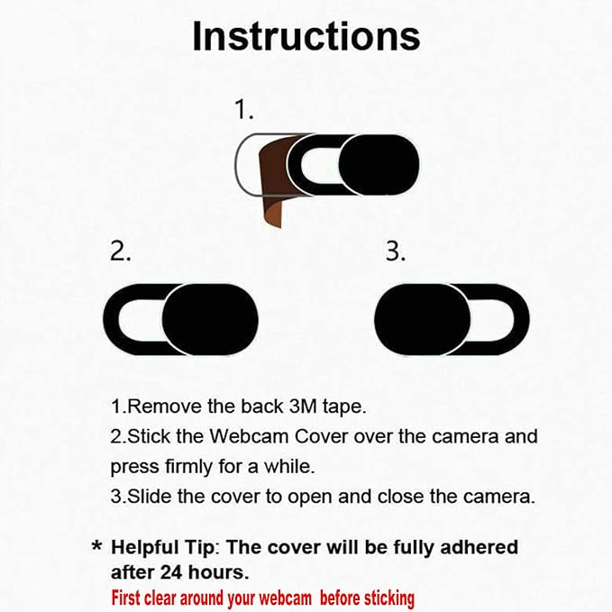 [12 Pack] Slide Webcam Cover Ultra Slim Web Camera Cover fits Laptop, Desktop, PC, Macboook Pro, iMac, Mac Mini, Computer, Smartphone,Protect Your Privacy Security,Strong Adhensive-6 White+6 black