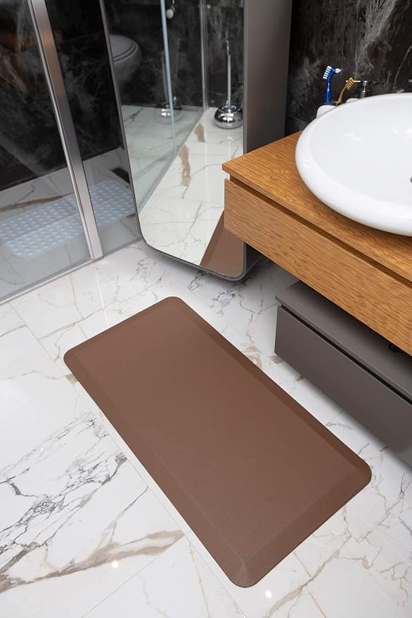 Mabel Home Anti Fatigue Floor Mat- 3 Size(20x32 & 20x39 & 24x70),16 Colors - Standing Desk Mat-Kitchen Floor Mat-Stain ResistantHome Non-Slip Bottom, Extra Soft (Brown, 24" x 70")
