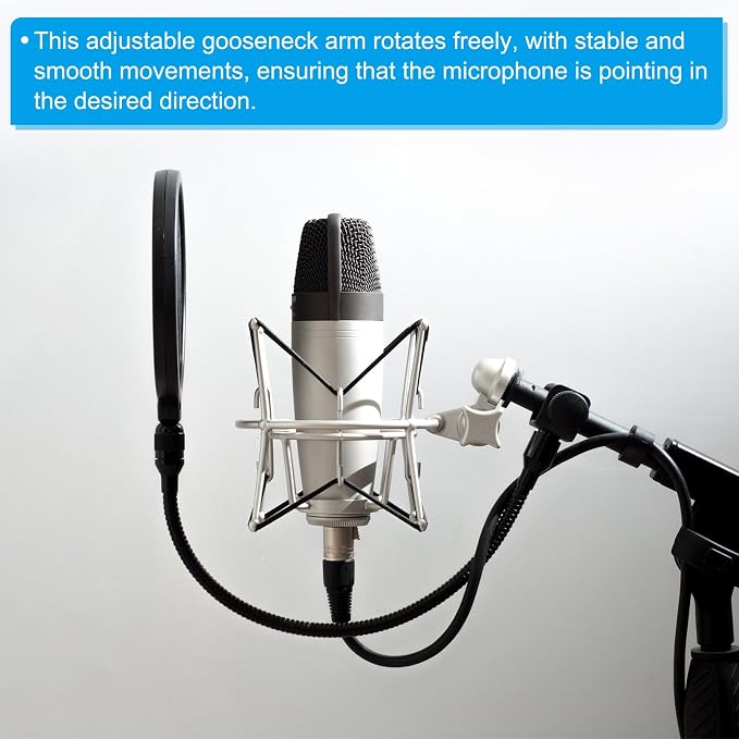 PATIKIL 24" Microphone Gooseneck, 1Pcs 5/8"-27 Thread Metal Universal Hose Flexible Arm Gooseneck Tube Extension for Multifunction DIY, Silver Tone