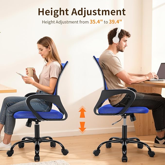 BestOffice Office Chair Ergonomic Cheap Desk Chair Mesh Computer Chair Lumbar Support Modern Executive Adjustable Stool Rolling Swivel Chair for Back Pain (Blue)