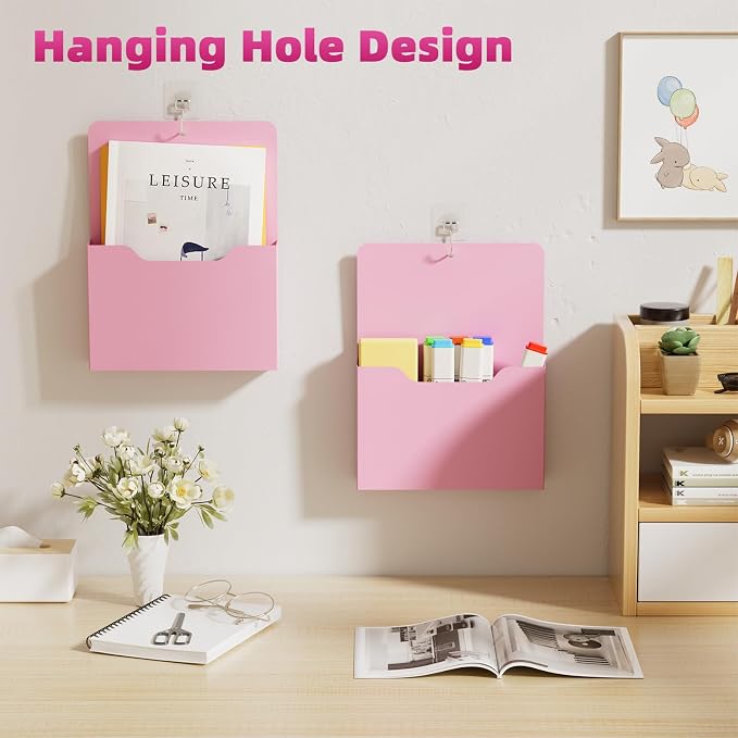 Magnetic File Holder - Magnetic Paper Holder, Pocket Organizer Office Supplies Storage Mail Organizer for Notebooks,Planners,Letter (6P)