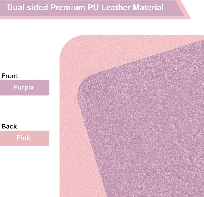 SUJAYU Dual Sided PU Leather Desk Pad, Mouse Pad, Office Desk Mat, Non-Slip Laptop Desk Pad, Waterproof Desk Writing Pad for Office and Home (31.5" x 15.7", Pink+Purple)