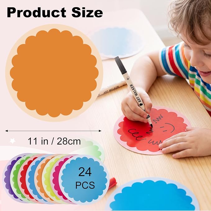 WSICSE 24 Pack Dry Erase Dots 11 Inch Circles Spots 8 Colorful Removable Whiteboard Stickers for Classroom Teachers Students Wall Table Desk & Floor Decals